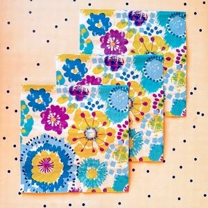 💜 Decoupage 💜 set of 3 napkins Floral Patterned blue purple